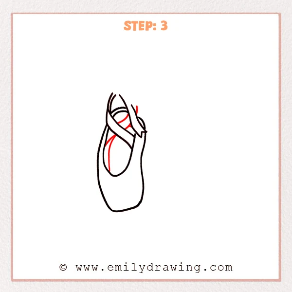 how to draw a ballet shoes - Step 3